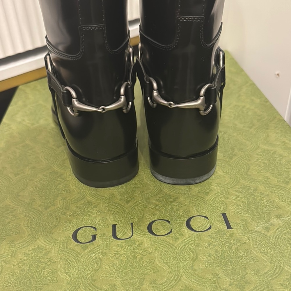 Gucci Black and Brown Two-Tone Leather Riding Boots - Men - Picture 5 of 6
